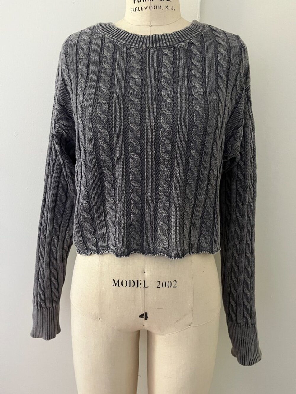 SINCERELY JULES - Cropped Cable KNIT SWEATER 100% cotton jeans blue size S